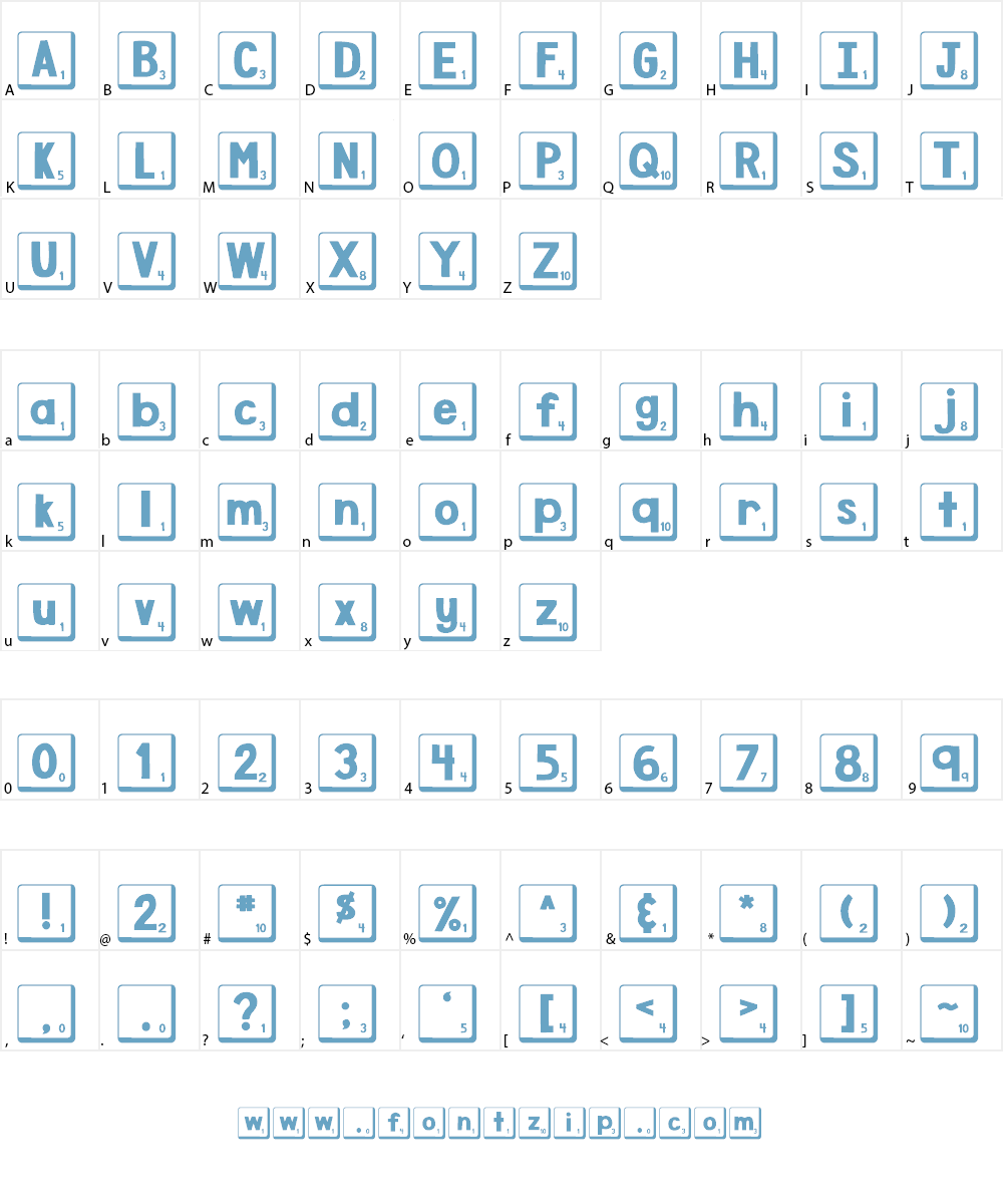 DJB Letter Game Tiles Font Character